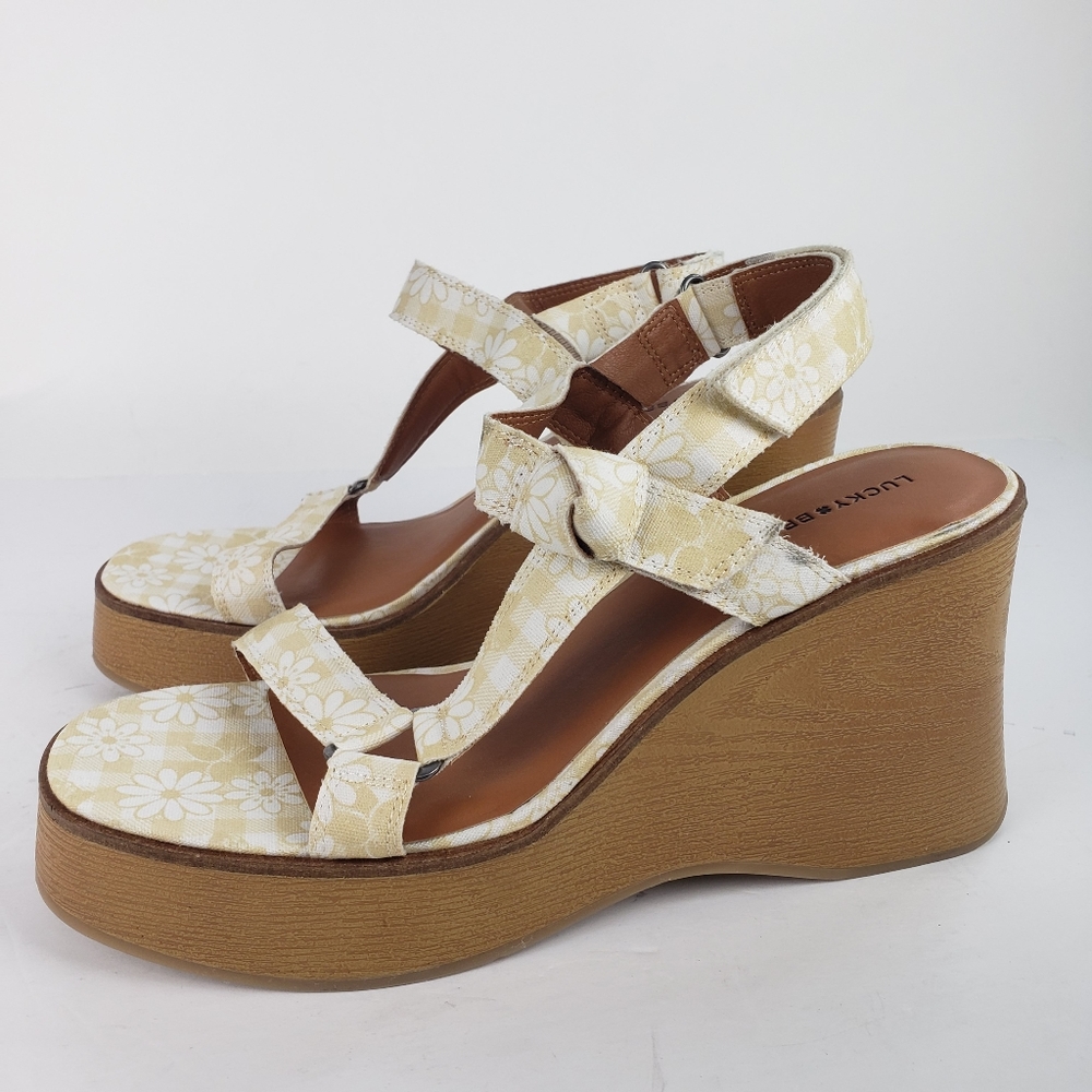 Lucky Brand Demmia Platform Wedge Sandal In Buttered Yellow Size 11